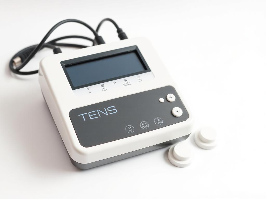 TENS electrotherapy unit with electrode pads for pain management